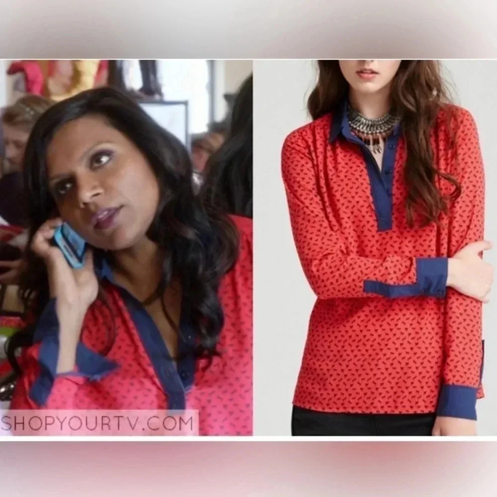 Free People Red Horse Print Blouse Size XS